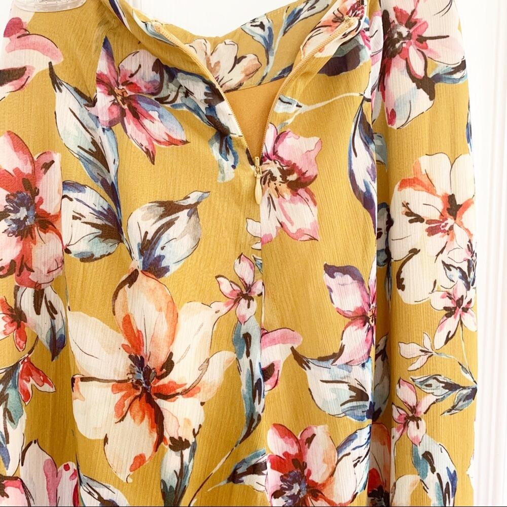 Tularosa Sydney Mustard Floral Wide Leg Pants X Small - Picture 6 of 7